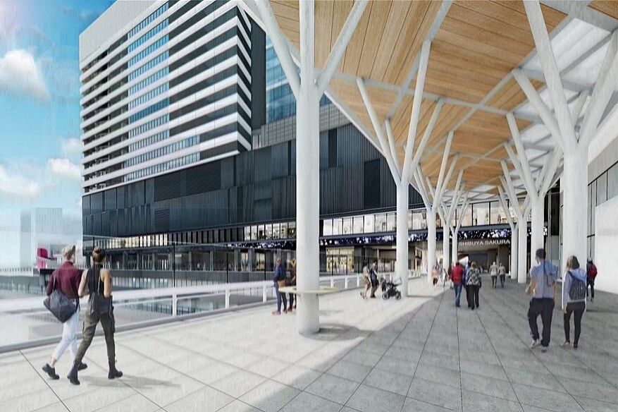 JR渋谷駅の新改札口とSHIBUYAサイドを結ぶ北自由通路のイメージ画像
